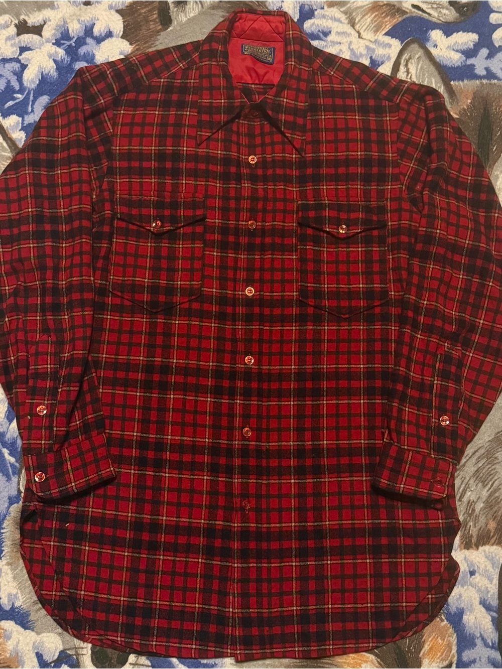 Pendleton Red and Black Plaid Long-Sleeve Button-Down Shirt